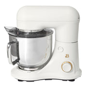 Beautiful 5.3 Qt Stand Mixer, White Icing with Flat Beater, Dough Hook, Balloon Whisk
